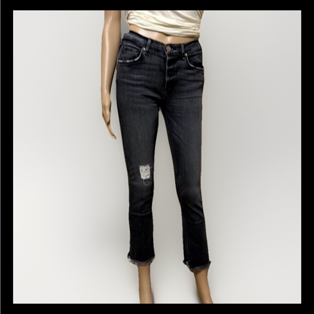 McGuire Denim Valletta Straight Leg Button-Fly Jeans Raw Fringe Hem Size 26